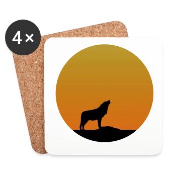 Wolf Sunrise - Untersetzer (4er-Set) - Weiß - Vorne