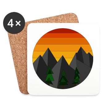 Mountain landscape sunset geometric - Coasters (set of 4) - white - Front