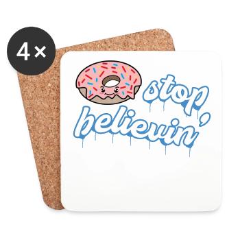 Naschen Donut Süßigkeiten Statement Nachspeise - Untersetzer (4er-Set) - Weiß - Vorne