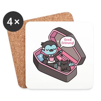 Un vampire mignon se réveille dans un cercueil Bonsoir - Dessous de verre (lot de 4) - blanc - Devant