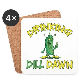 Drinking Dill Dawn Betrunkene Gurke Dillgurke - Untersetzer (4er-Set) - Weiß - Vorne