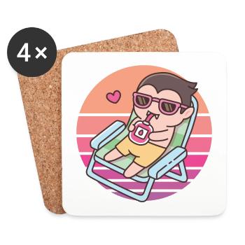Cute Vampire Chilling With Blood Pack Sunset - Coasters (set of 4) - white - Front