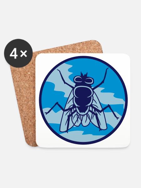 Kreis Stubenfliege kleine Hausfliege - Untersetzer (4er-Set) - Weiß