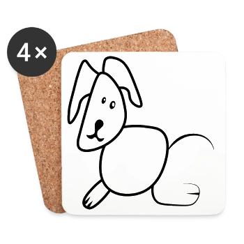 Chien Chien Lettres Animal - Dessous de verre (lot de 4) - blanc - Devant