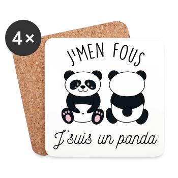 J'men fous j'suis un panda - Dessous de verre (lot de 4) - blanc - Devant