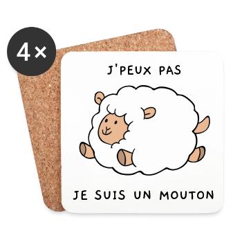 J'peux pas je suis un mouton - Dessous de verre (lot de 4) - blanc - Devant