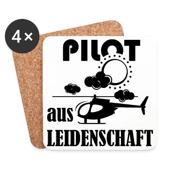 Pilot aus Leidenschaft Symbol Fliegen Hubschrauber - Untersetzer (4er-Set) - Weiß - Vorne