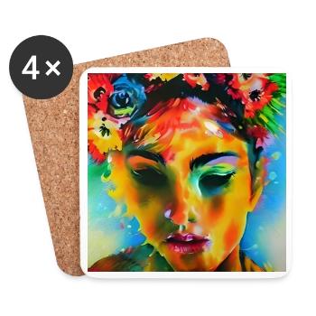 Colorful portrait - Coasters (set of 4) - white - Front