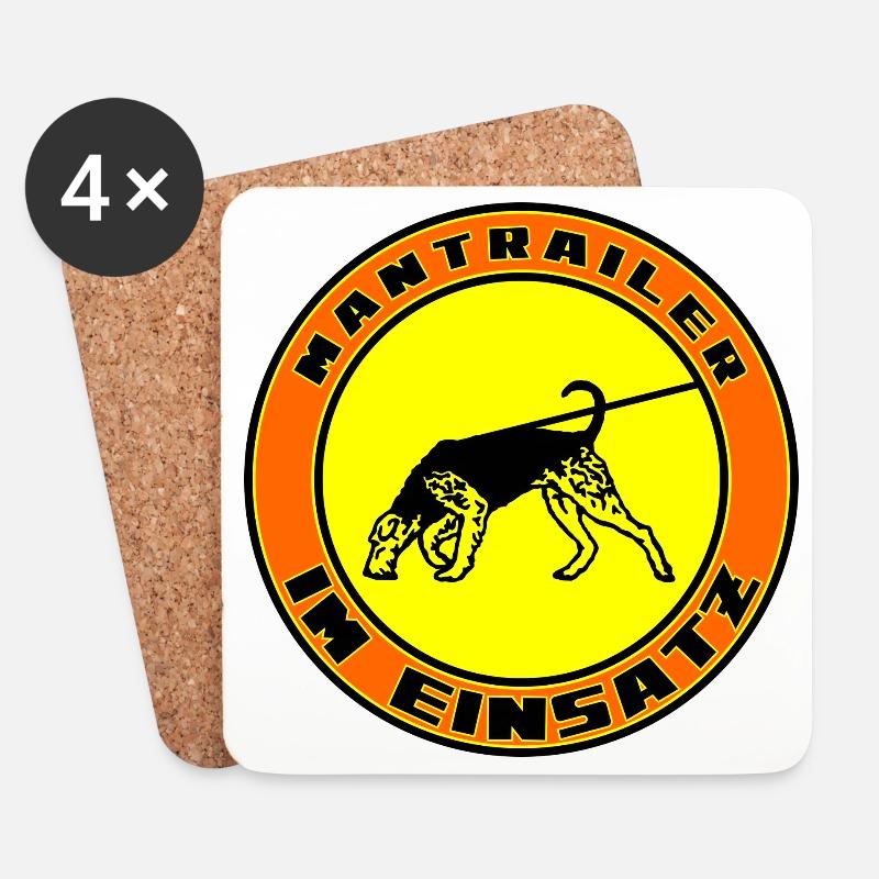 Mantrailer im Einsatz Airedale Terrier - Untersetzer (4er-Set) - Weiß