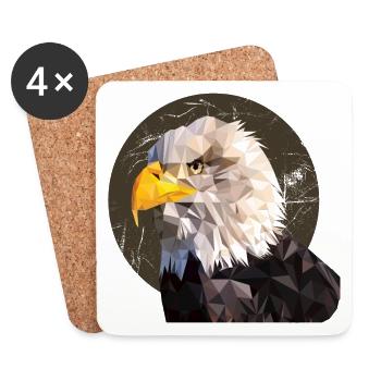Adler Polygondesign - Untersetzer (4er-Set) - Weiß - Vorne