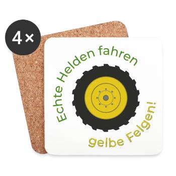 Echte Helden fahren gelbe Felgen! - Untersetzer (4er-Set) - Weiß - Vorne
