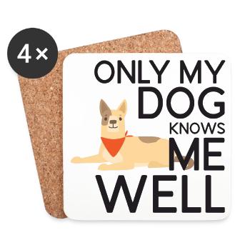 Only My Dog Knows Me Well - Coasters (set of 4) - white - Front