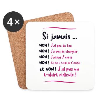 Dans la rue ... non, pas le temps ! - Dessous de verre (lot de 4) - blanc - Devant