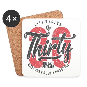 Life Begins at Thirty Tee - Coasters (set of 4) - white - Front