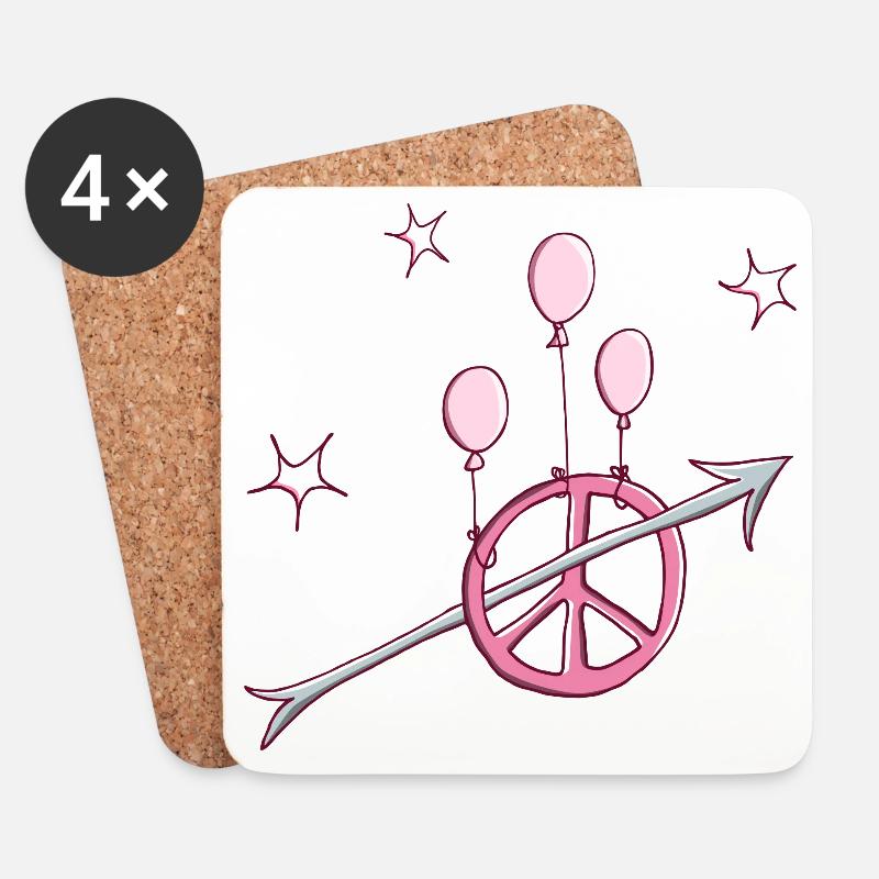 Peace Pfeil Frieden in pink - Untersetzer (4er-Set) - Weiß