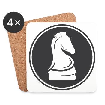 Icône d’échecs Icône logo icône graphique Club Bouton - Dessous de verre (lot de 4) - blanc - Devant