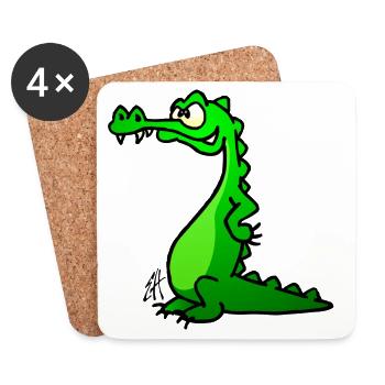 Crocodile Full Color Design - Coasters (set of 4) - white - Front