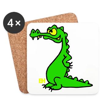 Smiling Crocodile, dreifarbiges Design - Untersetzer (4er-Set) - Weiß - Vorne