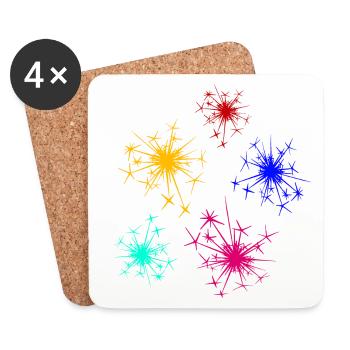 tolle geschenkideen, silvesterfeuerwerk - Untersetzer (4er-Set) - Weiß - Vorne