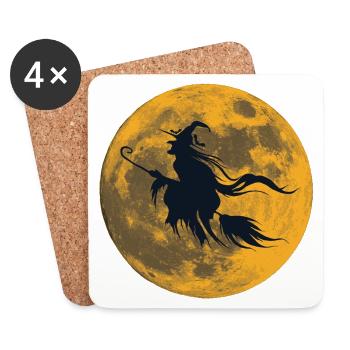 Hexendesign, Silhouetten, Monde, halloween Outfit - Untersetzer (4er-Set) - Weiß - Vorne