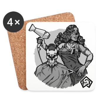 Hairdresser, Hairdresser, Hairdresser, Hairdresser, Skull - Coasters (set of 4) - white - Front