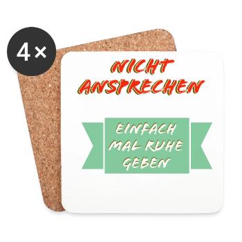 Nicht Ansprechen Ruhe Schild - Untersetzer (4er-Set) - Weiß - Vorne