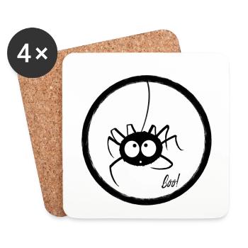 Araignée mignonne - Dessous de verre (lot de 4) - blanc - Devant