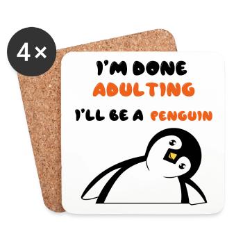 Sweet Penguin Statement Zoo Animal Bird - Coasters (set of 4) - white - Front