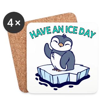 Cool Penguin Ice Statement Bird Animal Antarctica - Coasters (set of 4) - white - Front