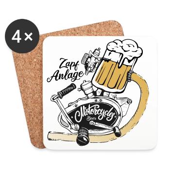 Zapfanlage Bier Twins Bikertreffen - Untersetzer (4er-Set) - Weiß - Vorne