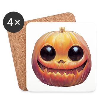 Tête De Citrouille Pour Halloween - Dessous de verre (lot de 4) - blanc - Devant