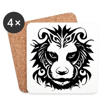Lion Tribal - Dessous de verre (lot de 4) - blanc - Devant