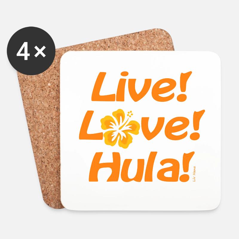 Live Love Hula 2 - Coasters (set of 4) - white