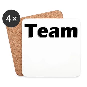 Monochrome Lern-Typo Design: Team - Untersetzer (4er-Set) - Weiß - Vorne