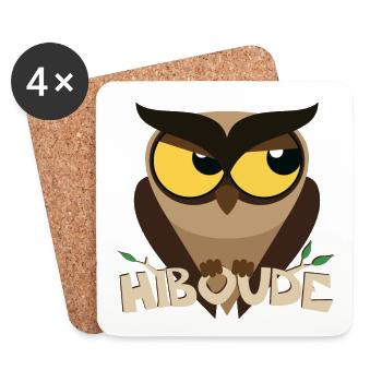 Hiboude, il Boude le Hibou Grincheux - Dessous de verre (lot de 4) - blanc - Devant