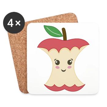Kawaii Apple Trognon - Coasters (set of 4) - white - Front
