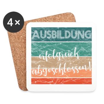 Ausbildung erfolgreich abgeschlossen Lehre retro - Untersetzer (4er-Set) - Weiß - Vorne