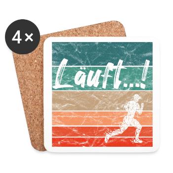Läuft Jogging Spruch Optimist retro vintage - Untersetzer (4er-Set) - Weiß - Vorne