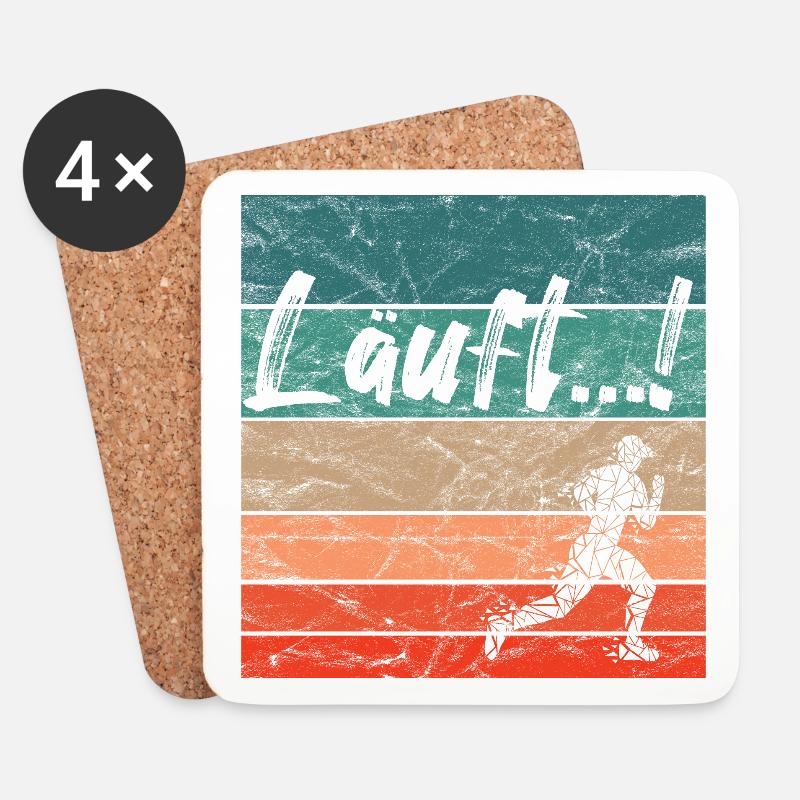 Läuft Jogging Spruch Optimist retro vintage - Untersetzer (4er-Set) - Weiß