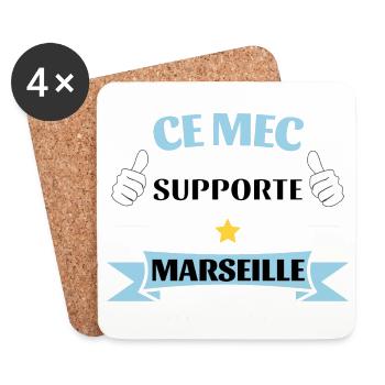 This guy supports Marseille - Coasters (set of 4) - white - Front