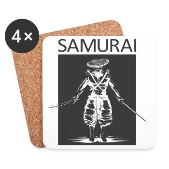 Samurai Swordsman Symbol Martial Arts Logo icon - Coasters (set of 4) - white - Front
