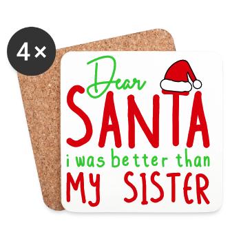 Lieber Weihnachtsmann, besser als meine Schwester - Untersetzer (4er-Set) - Weiß - Vorne