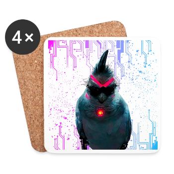Cyber Cockatiel Neon Bloom - Dessous de verre (lot de 4) - blanc - Devant
