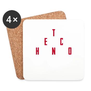 T E C H N O - Untersetzer (4er-Set) - Weiß - Vorne