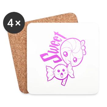 SWEET - sweet lollipop kawaii - Coasters (set of 4) - white - Front