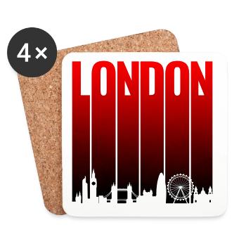 London Skyline Rot Gradient - Untersetzer (4er-Set) - Weiß - Vorne
