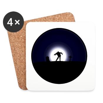 Zombie Sighting at Midnight - Coasters (set of 4) - white - Front