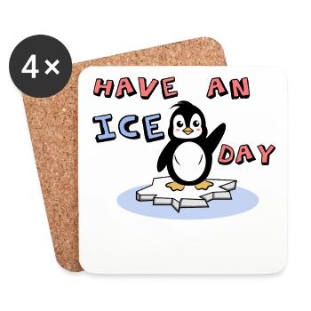 Cool Cold Sweet Penguin Déclaration Oiseau de glace Animal - Dessous de verre (lot de 4) - blanc - Devant