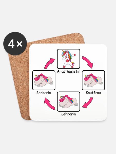 Anästhesistin Anästhesie Sprüche Einhorn Pink - Untersetzer (4er-Set) - Weiß
