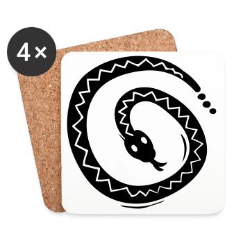 Symbole du serpent - Dessous de verre (lot de 4) - blanc - Devant